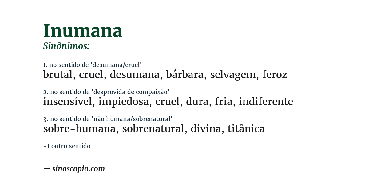 Sinônimo de inumana