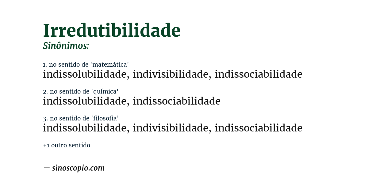 Sinônimo de irredutibilidade