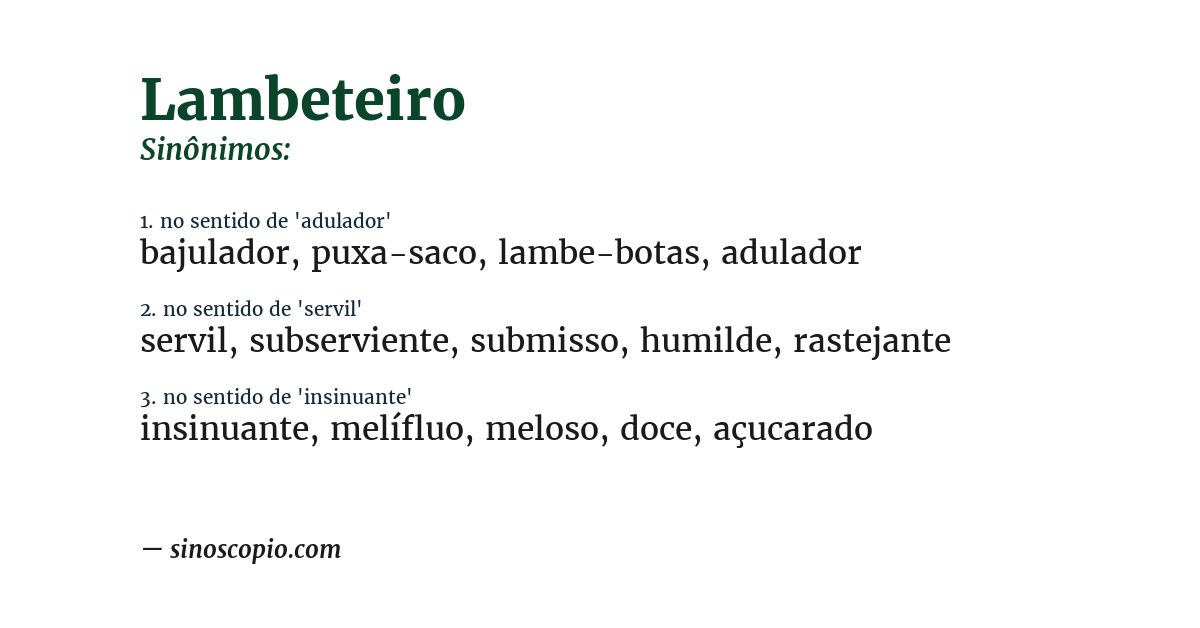 Sinônimo de lambeteiro