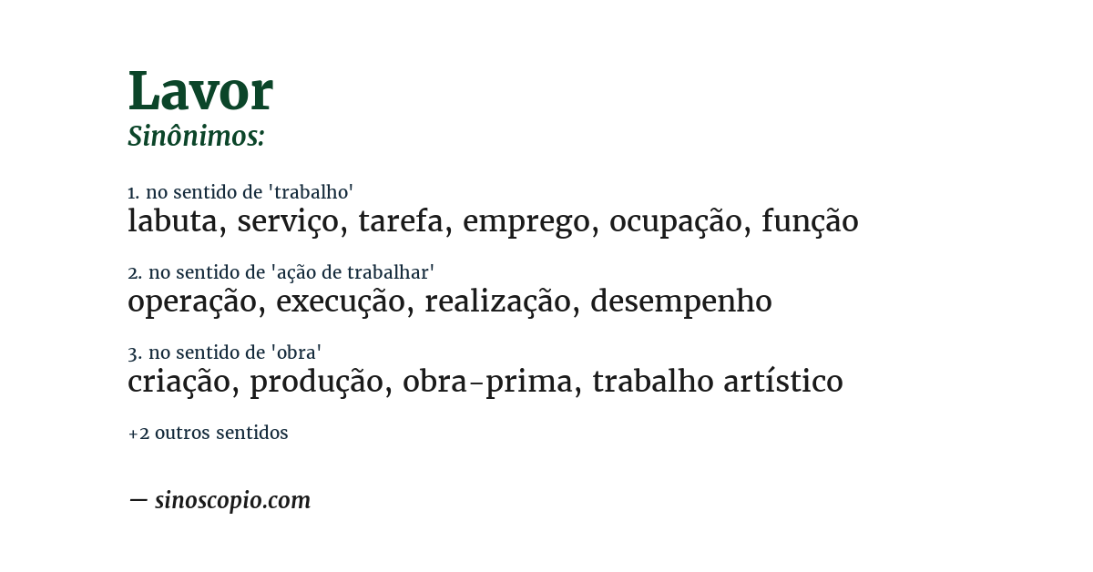 Sinônimo de lavor