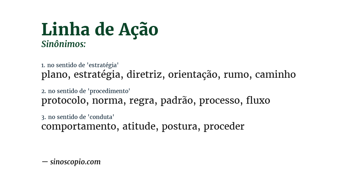 Sinônimo de linha de ação