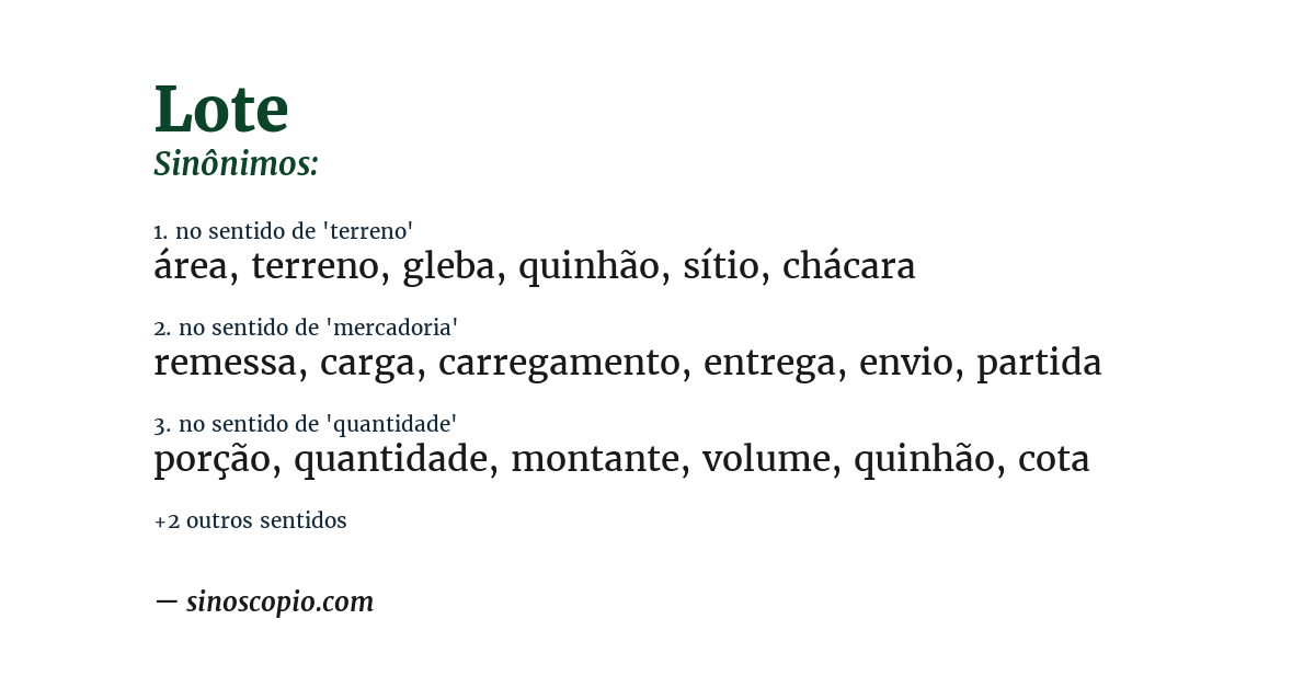 Sinônimo de lote