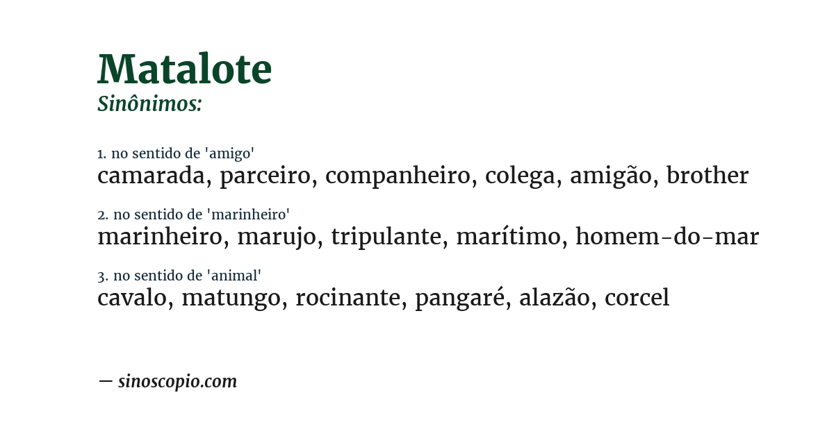 Sinônimo de matalote