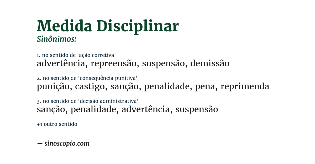 Sinônimo de medida disciplinar