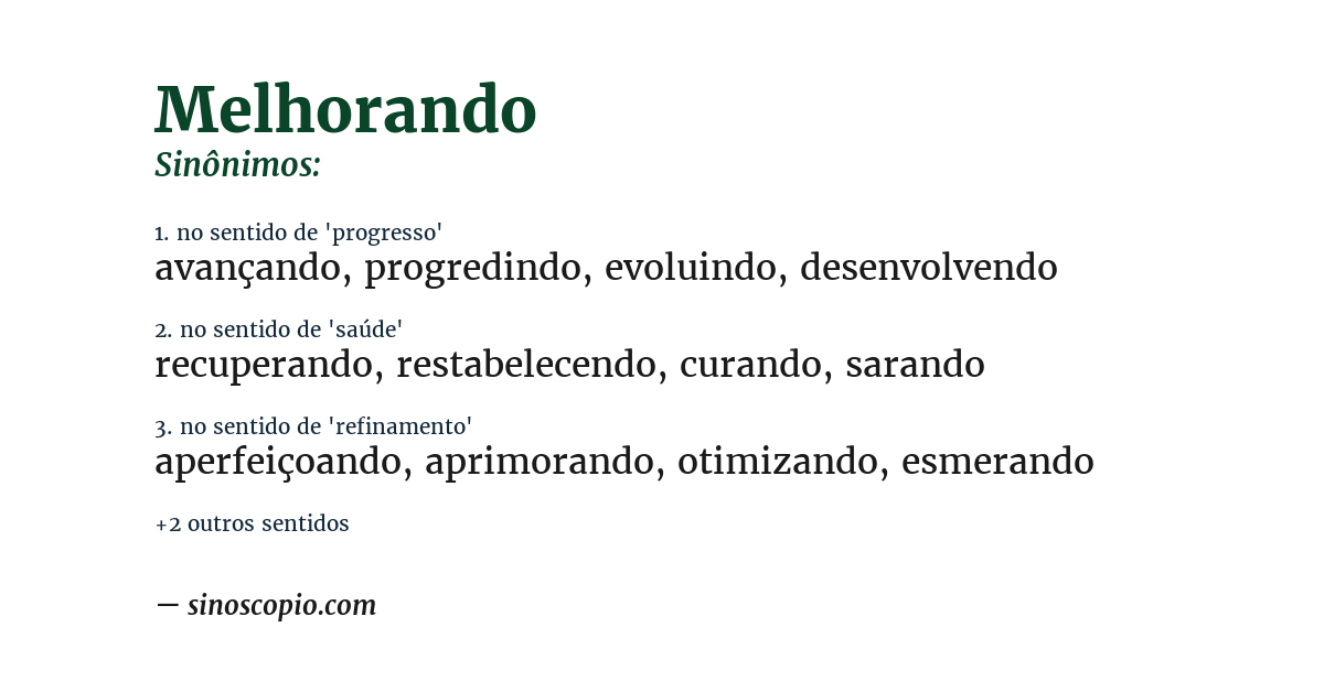 Sinônimo de melhorando