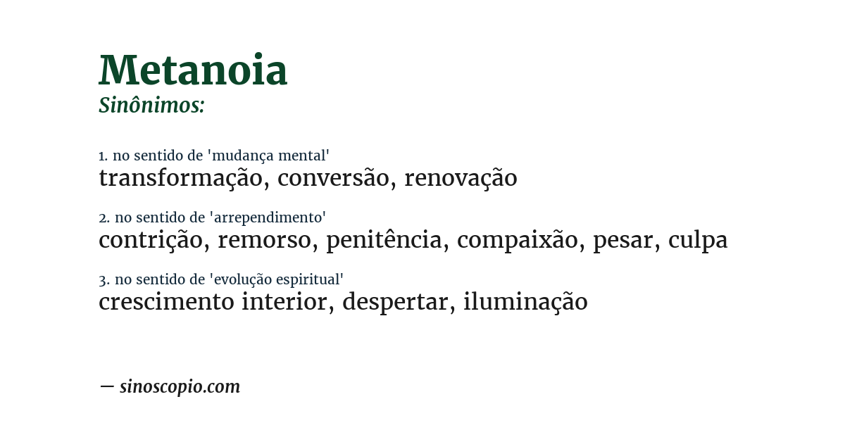 Sinônimo de metanoia