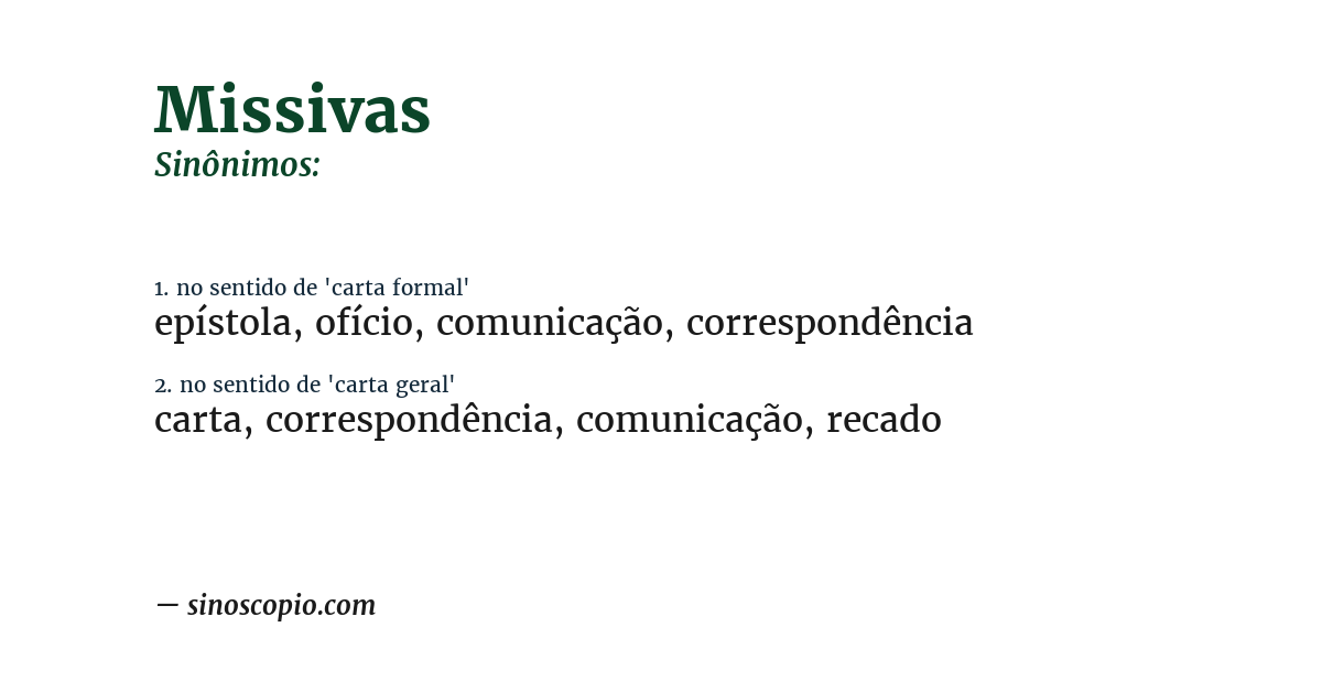Sinônimo de missivas