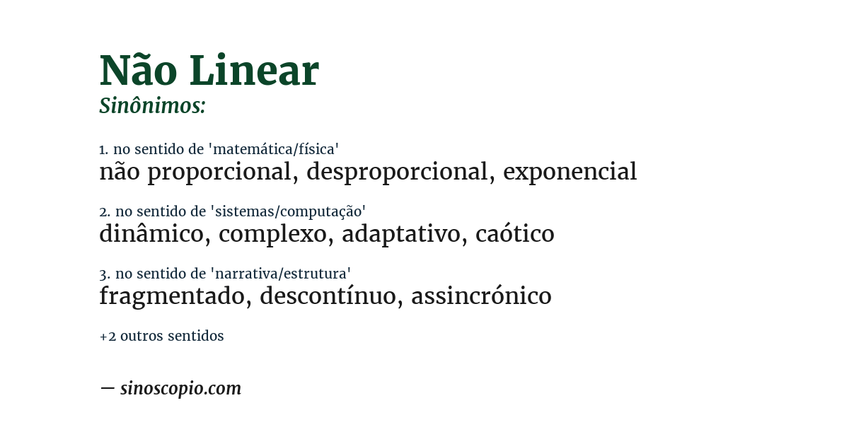 Sinônimo de não linear