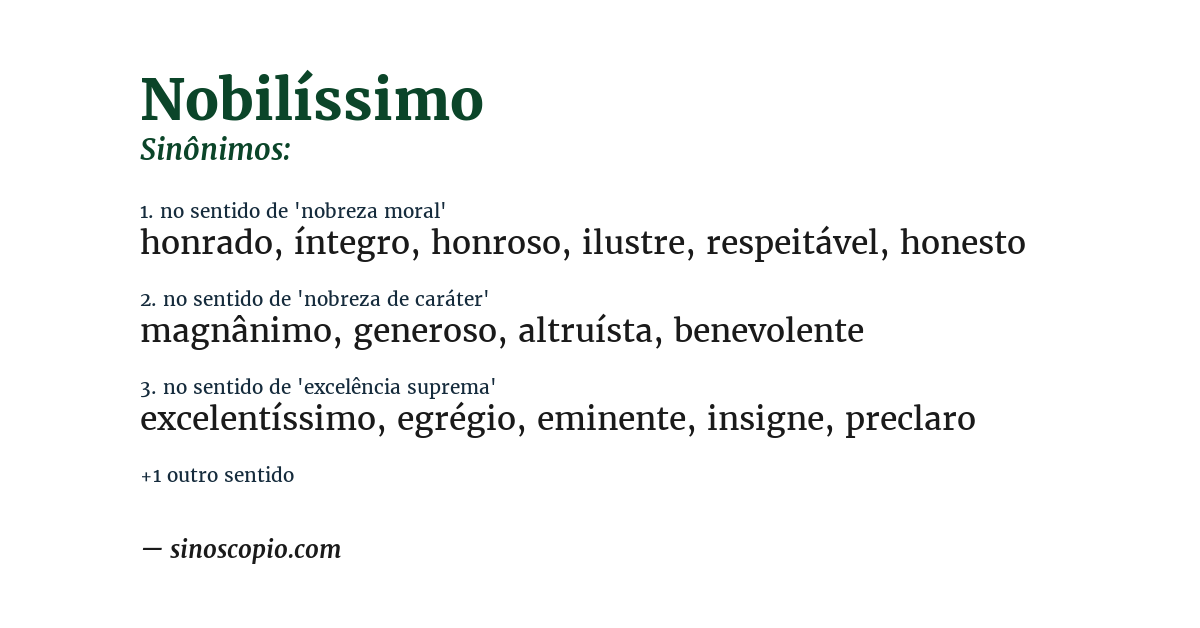 Sinônimo de nobilíssimo