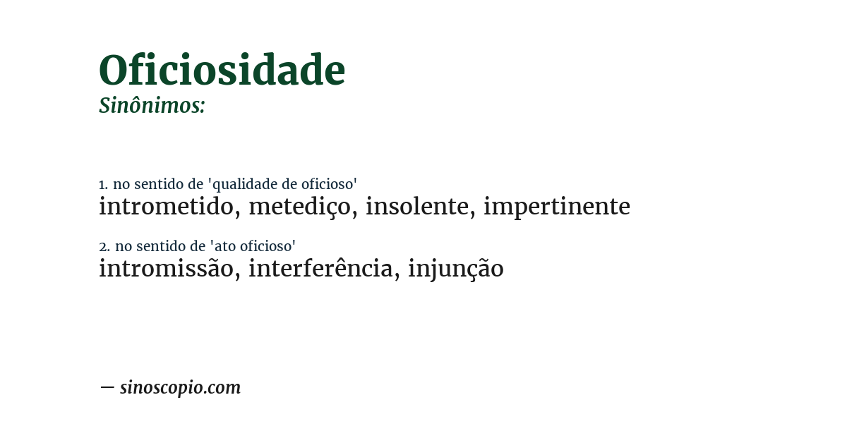 Sinônimo de oficiosidade