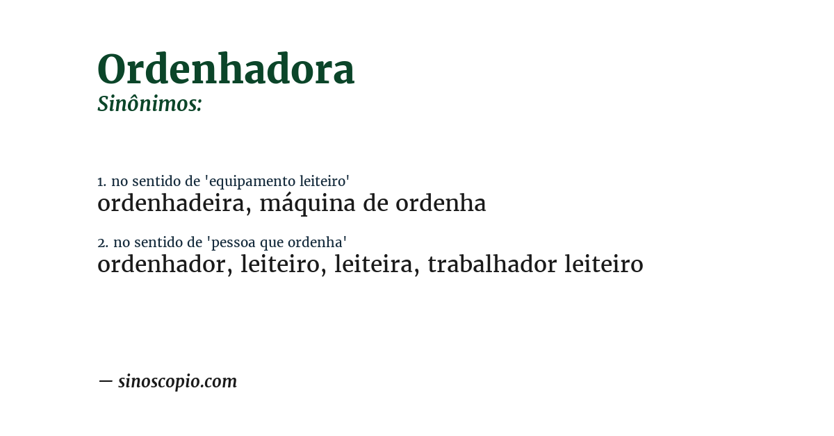 Sinônimo de ordenhadora