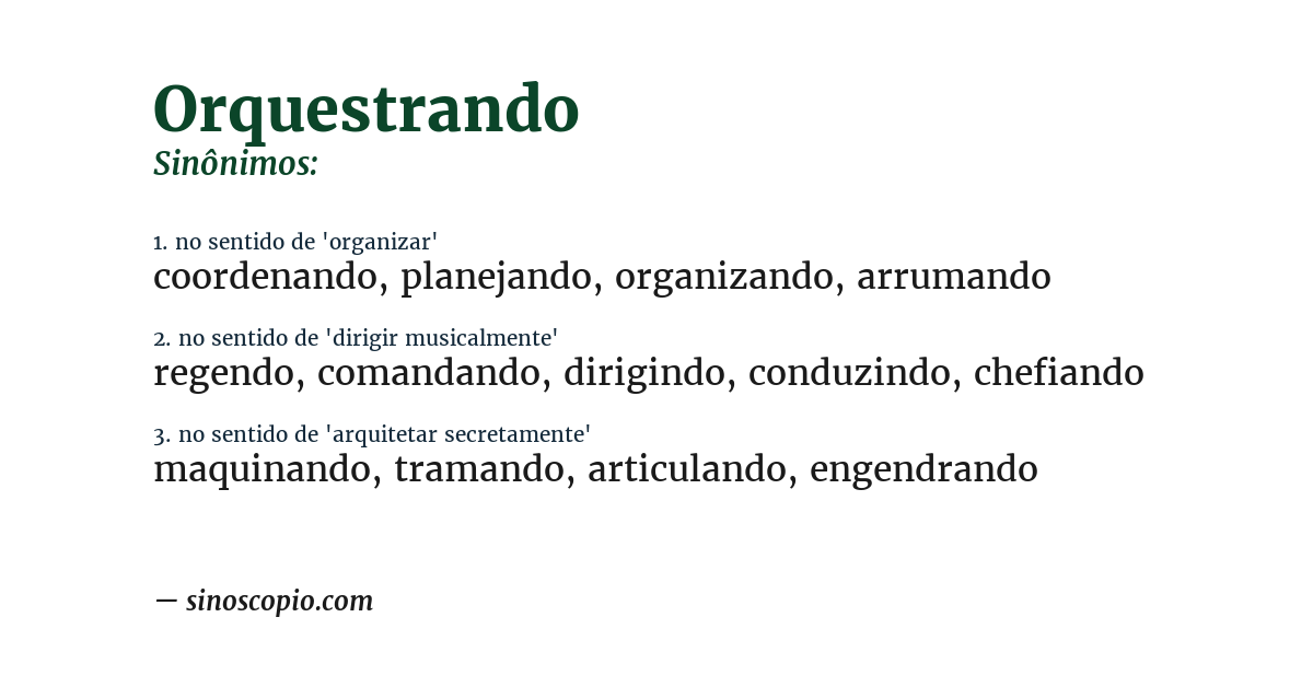 Sinônimo de orquestrando