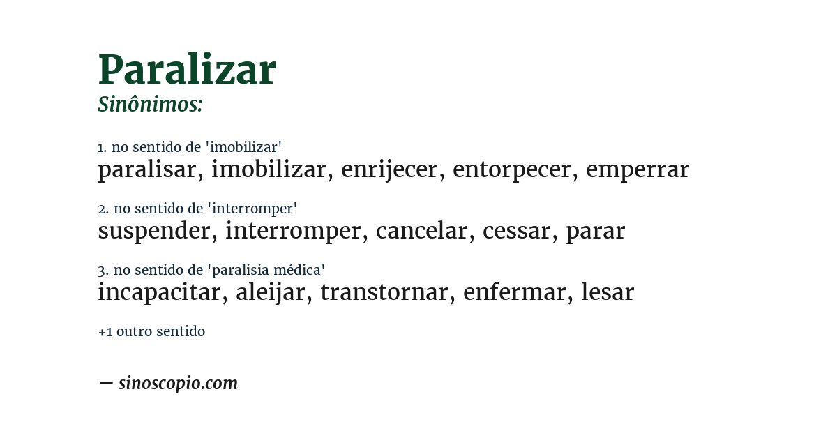 Sinônimo de paralizar