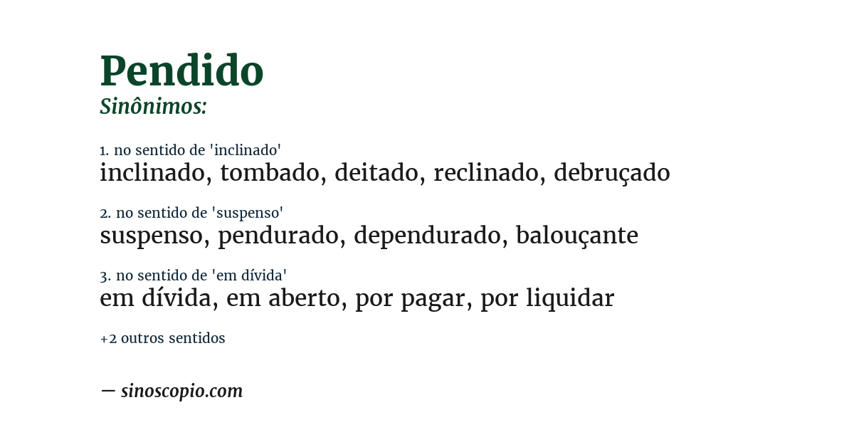 Sinônimo de pendido