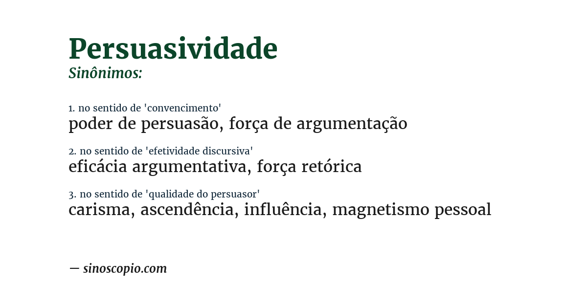 Sinônimo de persuasividade