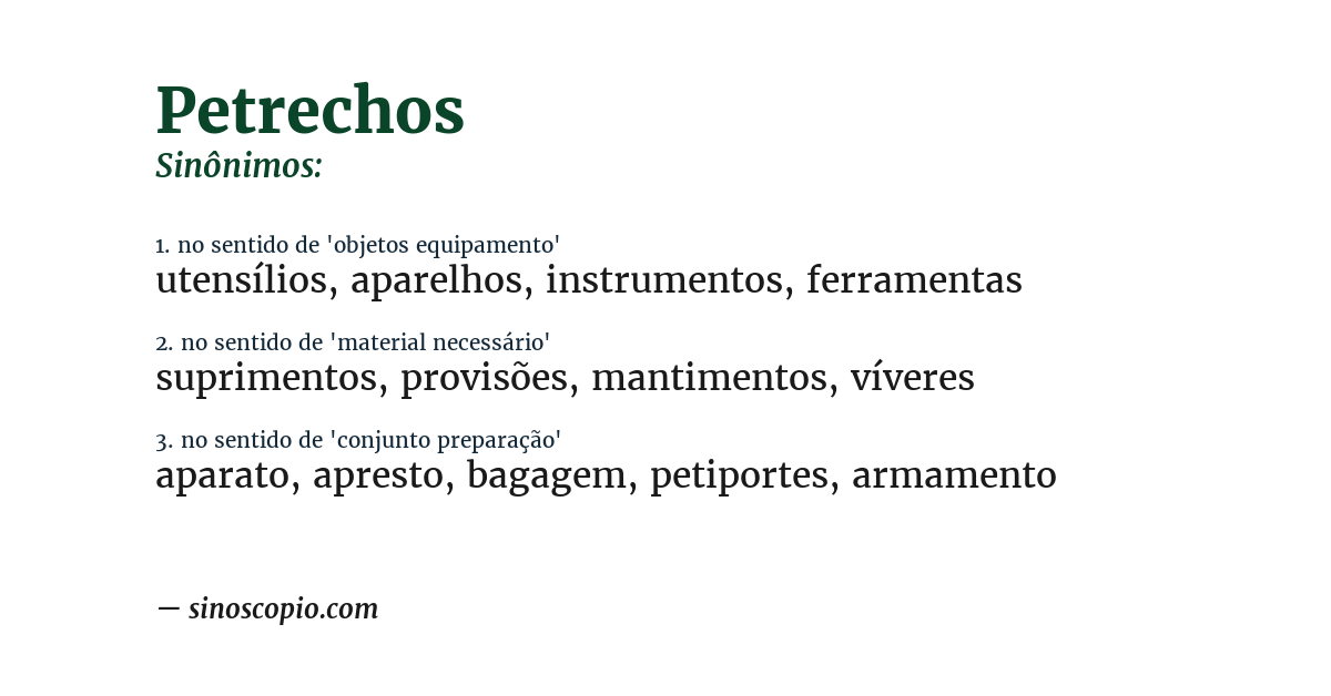 Sinônimo de petrechos