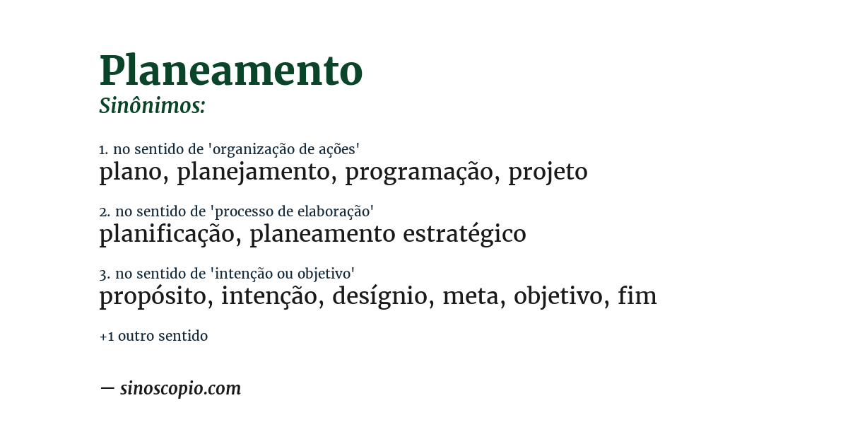 Sinônimo de planeamento
