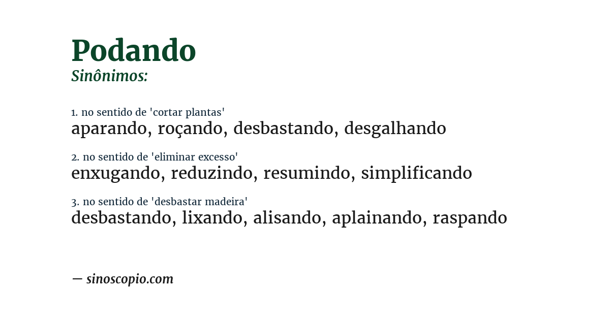 Sinônimo de podando