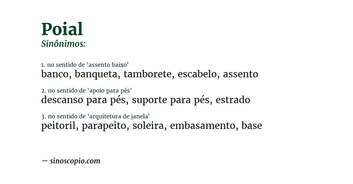 Sinônimo de poial