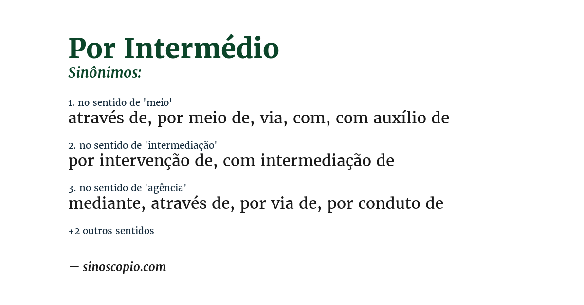 Sinônimo de por intermédio