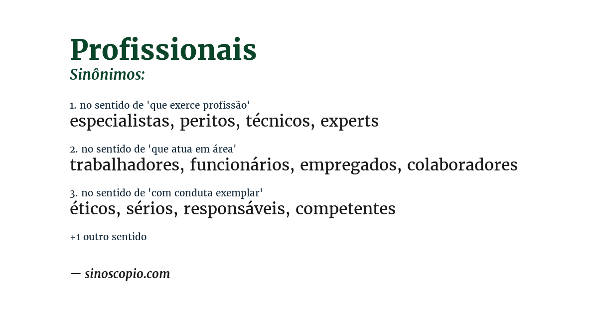 Sinônimo de profissionais