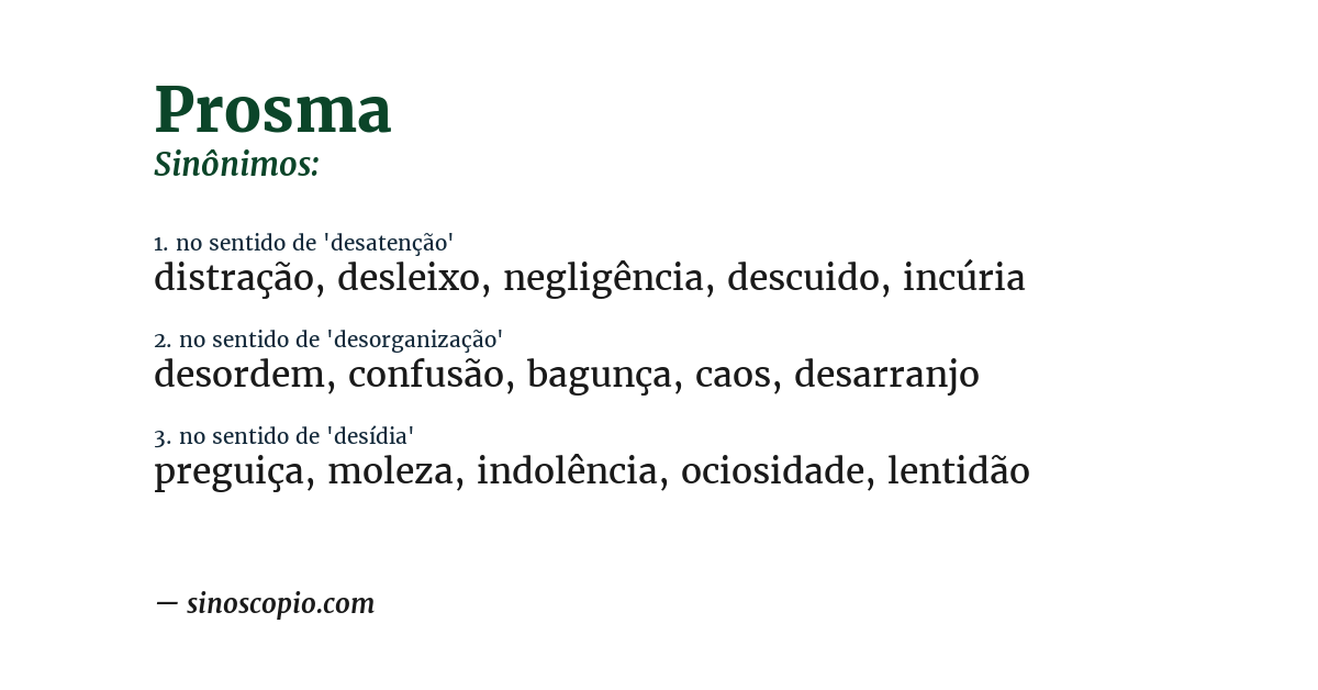 Sinônimo de prosma