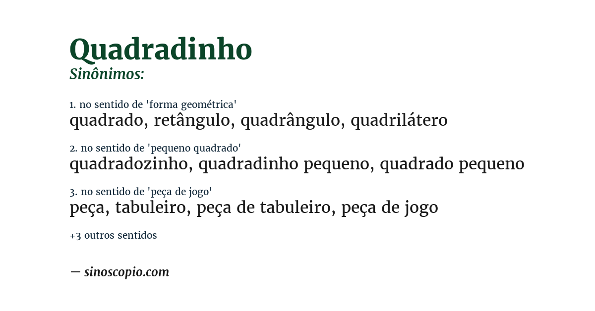 Sinônimo de quadradinho