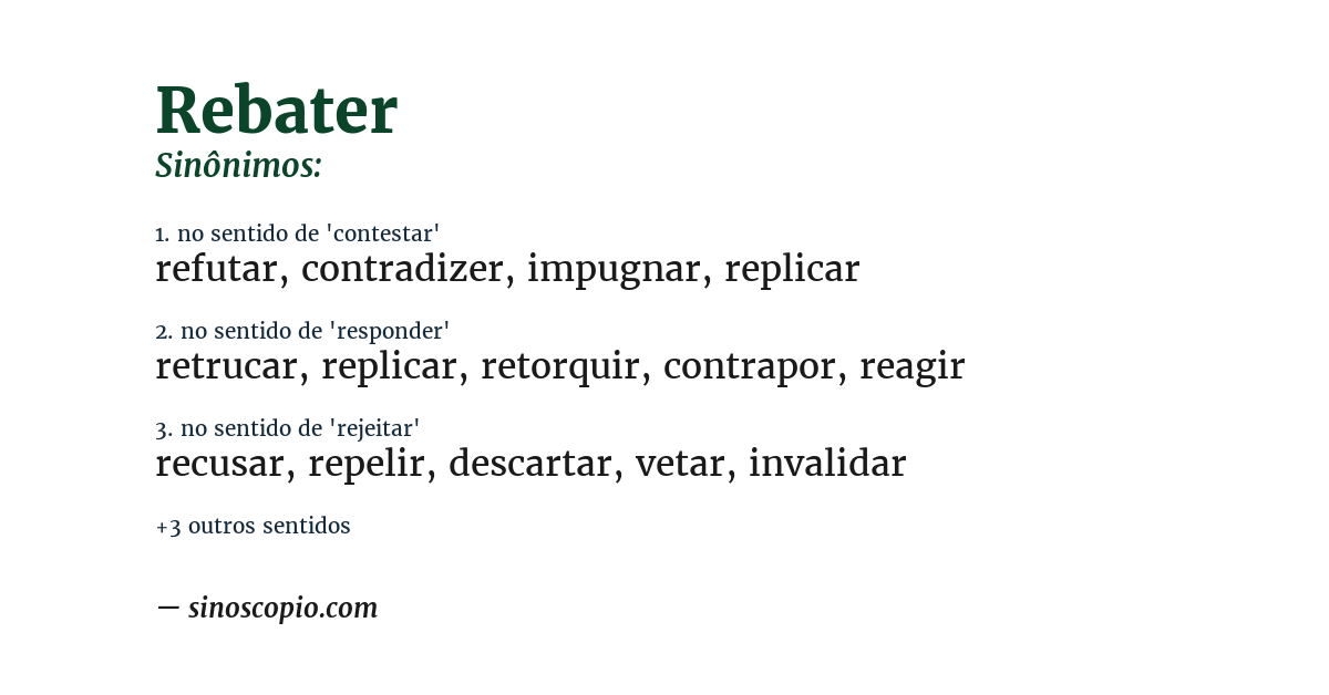 Sinônimo de rebater