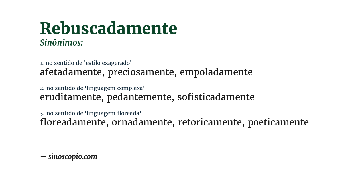 Sinônimo de rebuscadamente