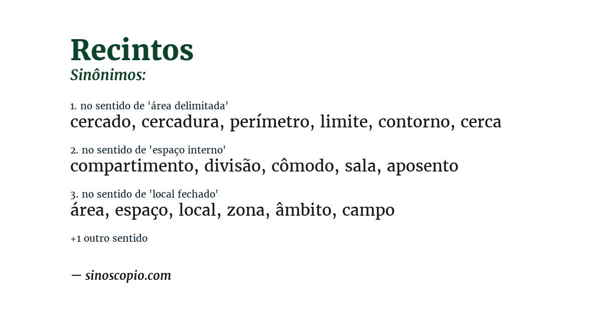 Sinônimo de recintos