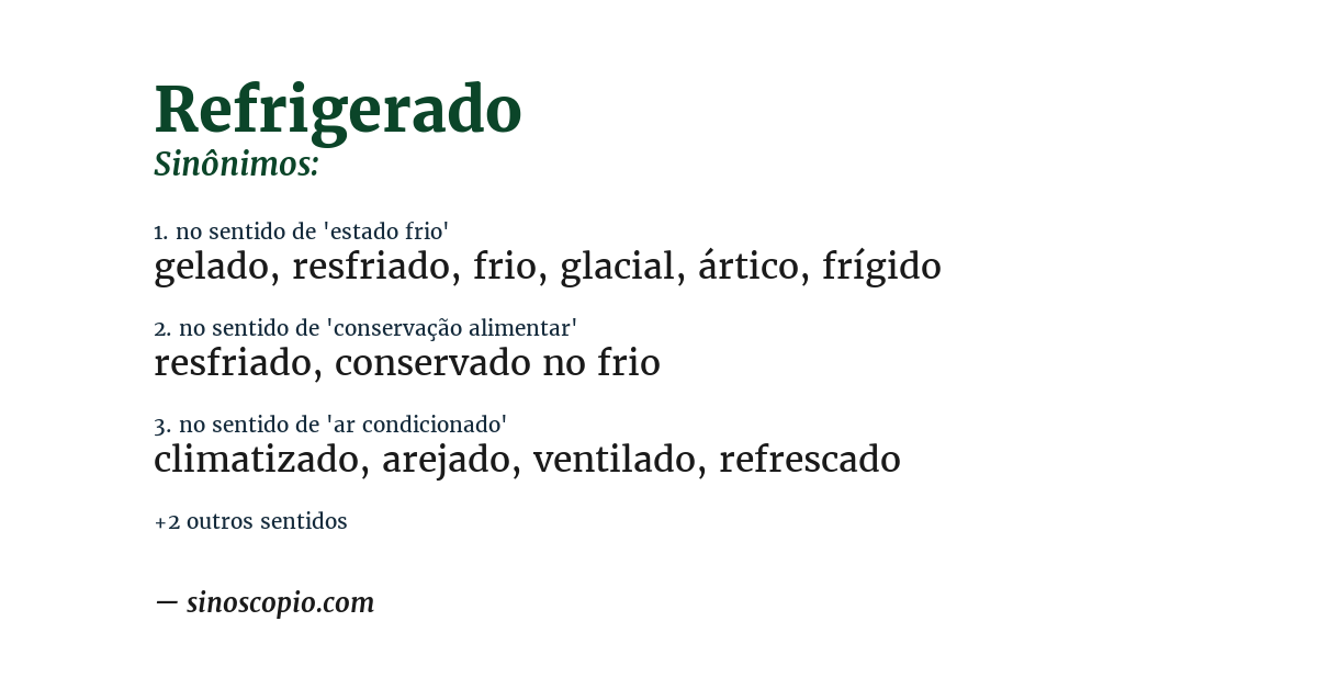 Sinônimo de refrigerado
