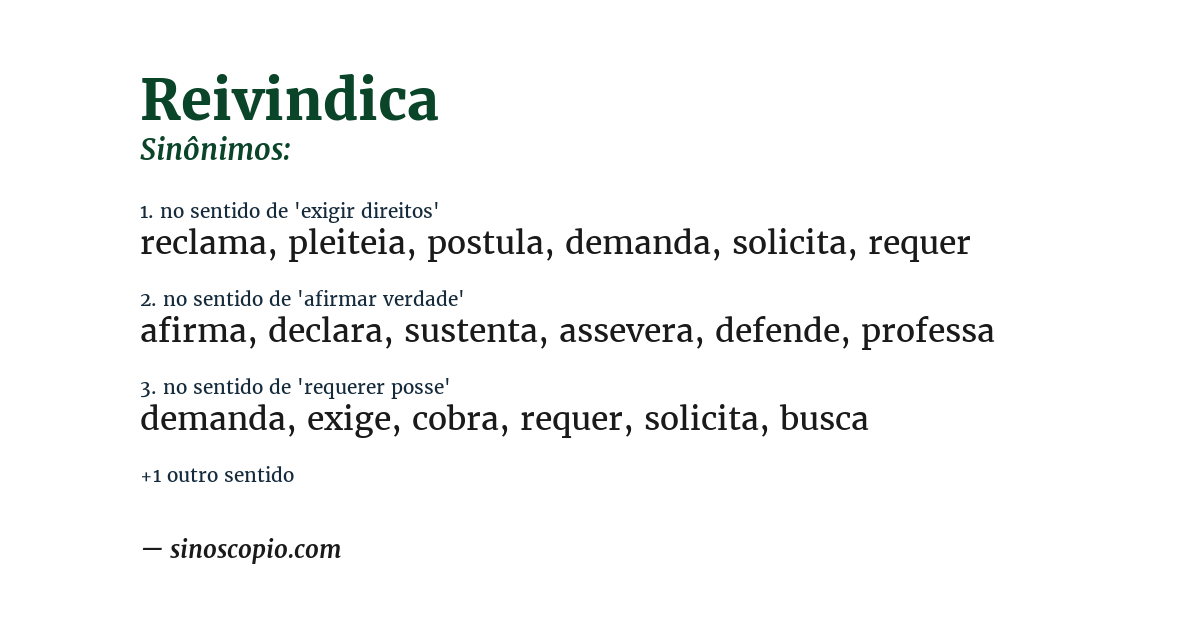Sinônimo de reivindica