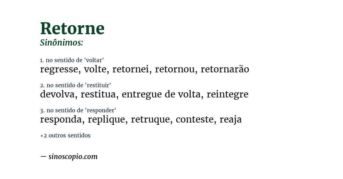 Sinônimo de retorne