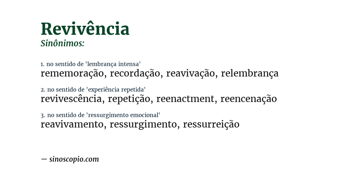 Sinônimo de revivência