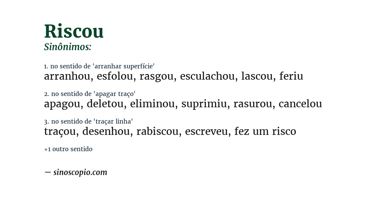 Sinônimo de riscou