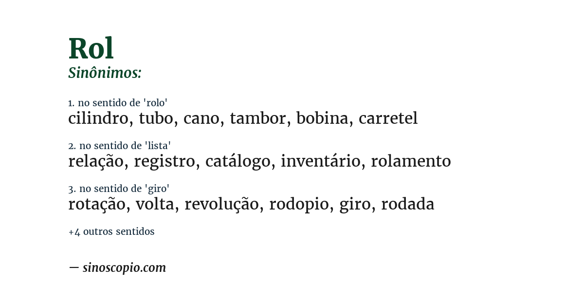 Sinônimo de rol