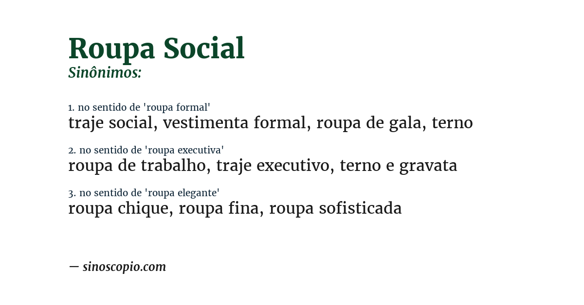 Sinônimo de roupa social