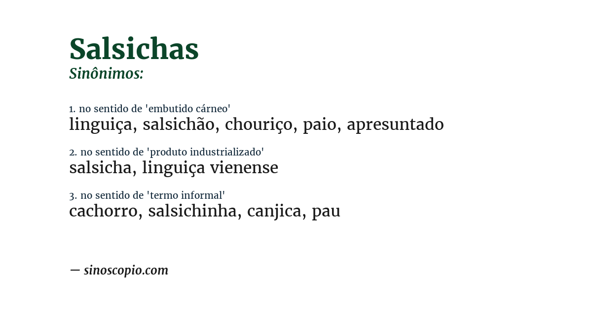 Sinônimo de salsichas