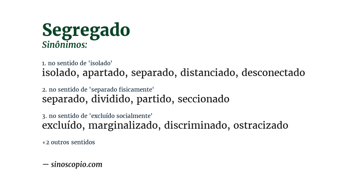 Sinônimo de segregado