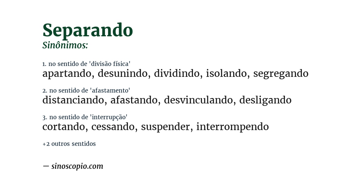 Sinônimo de separando