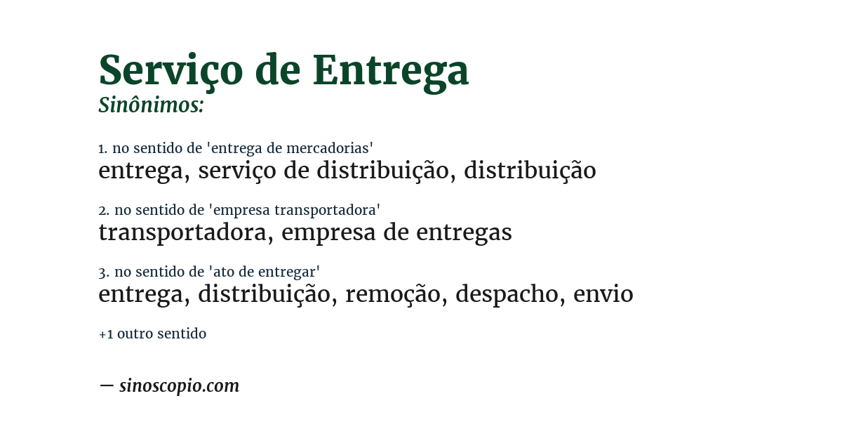 Sinônimo de serviço de entrega