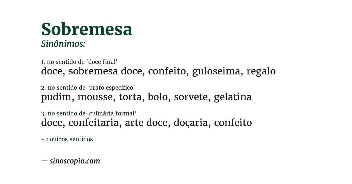 Sinônimo de sobremesa