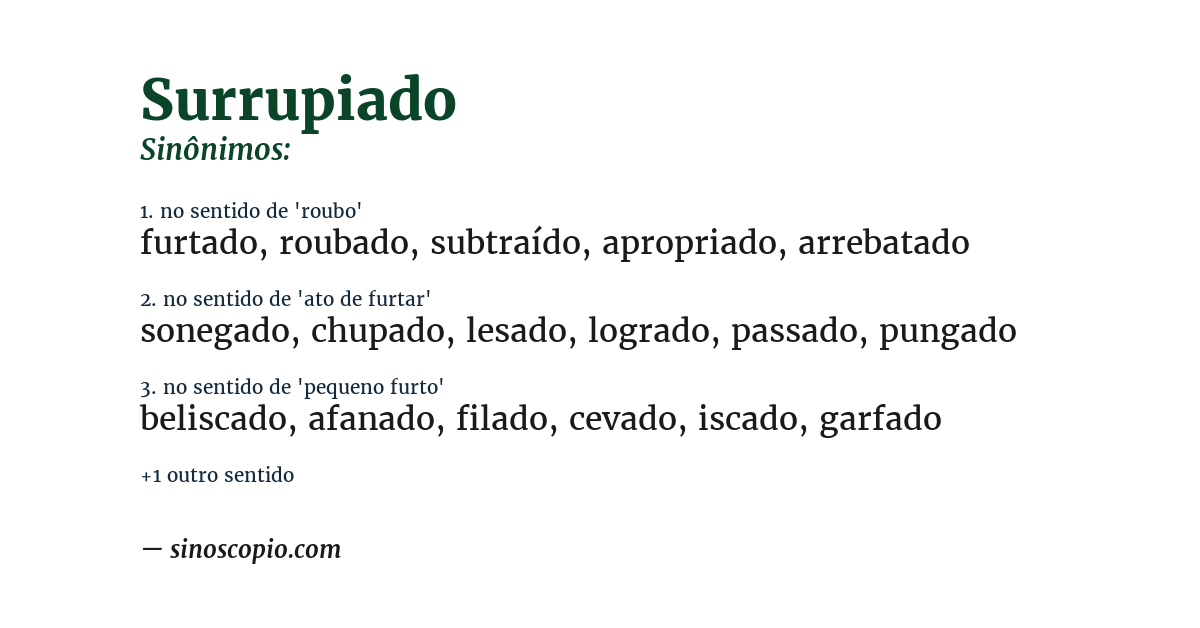 Sinônimo de surrupiado