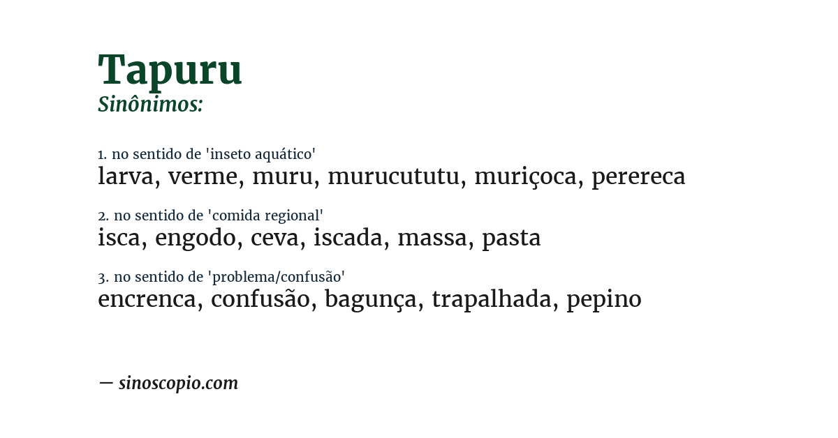 Sinônimo de tapuru