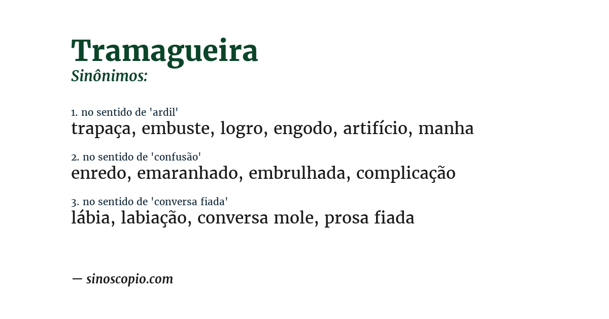Sinônimo de tramagueira
