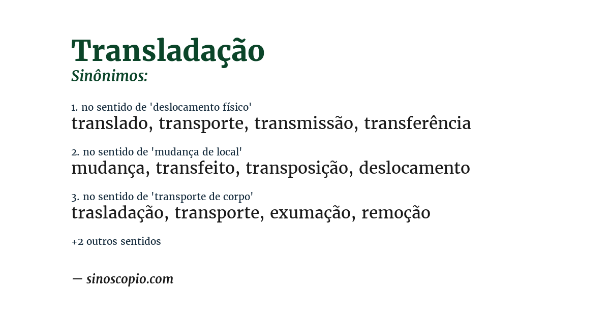Sinônimo de transladação