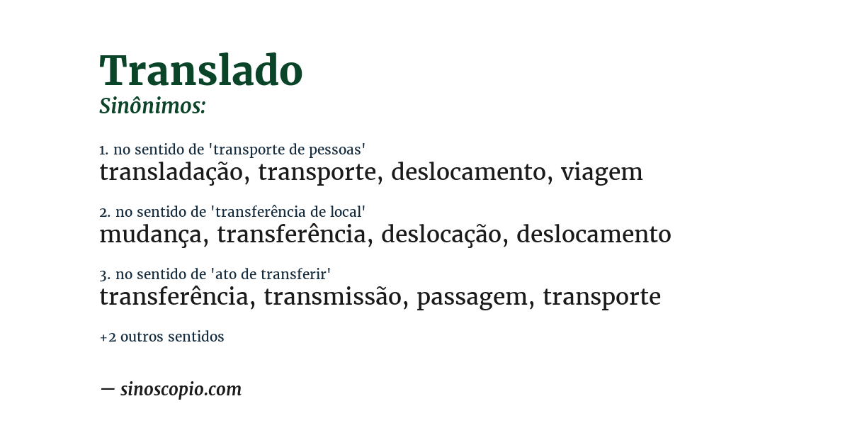 Sinônimo de translado