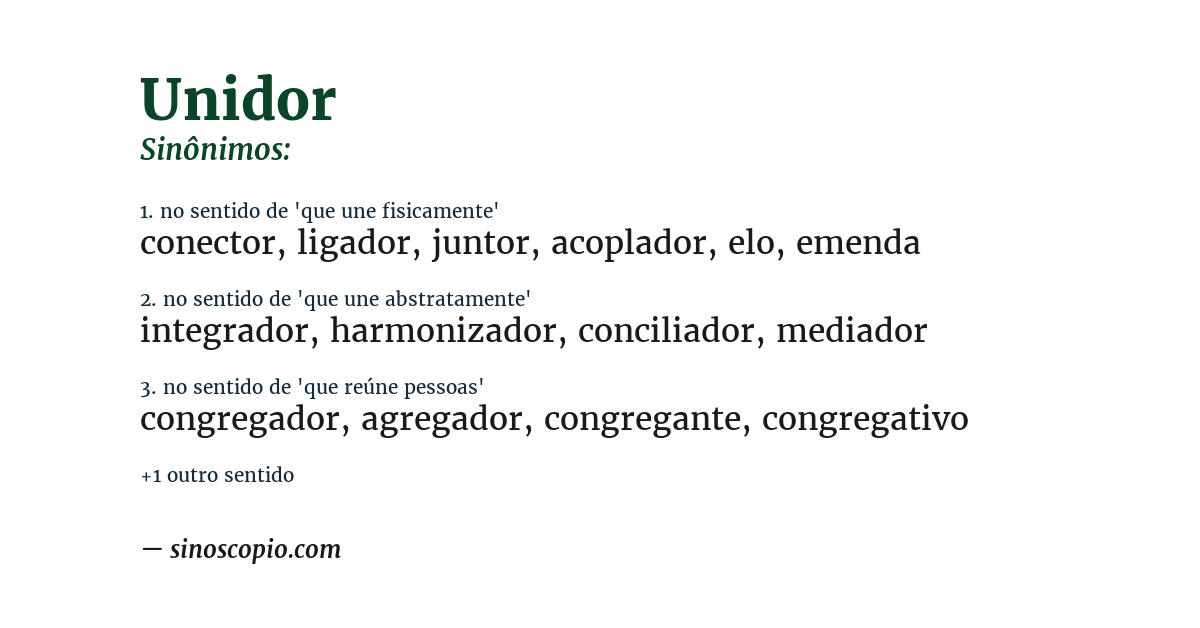 Sinônimo de unidor