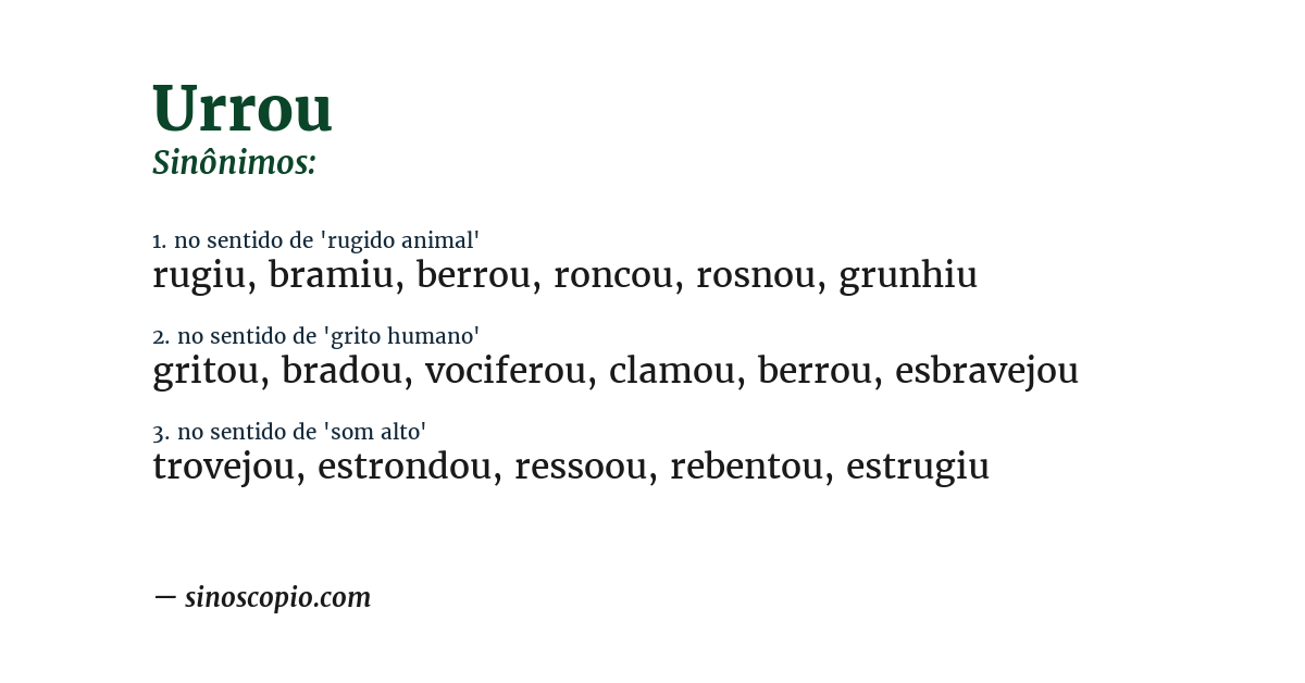 Sinônimo de urrou