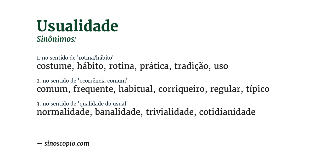 Sinônimo de usualidade